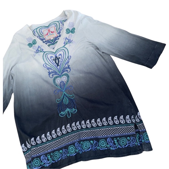 Johnny Was Los Angeles Blue To Grey Ombre Dress - Picture 7 of 15